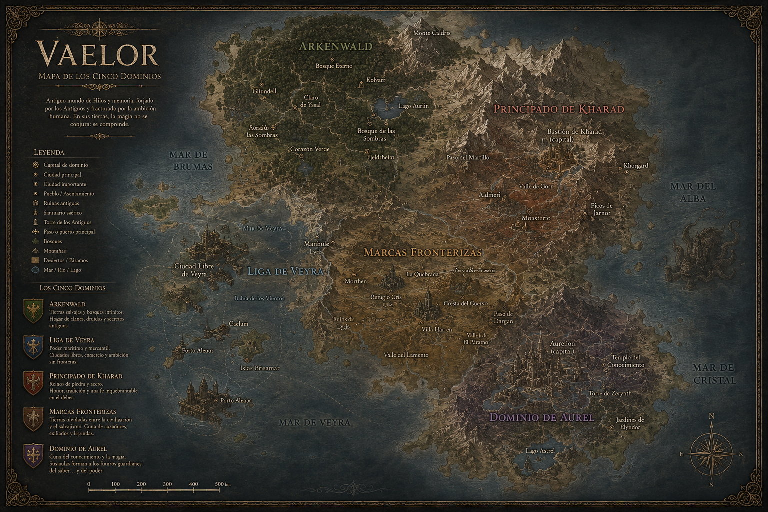 Mapa de Vaelor - Los Cinco Dominios